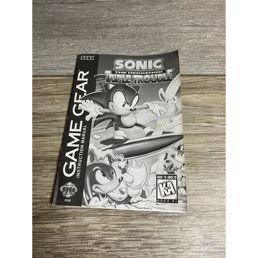 Sega Game Gear Sonic Triple Trouble Instruction Manual 1994 2530 Authentic